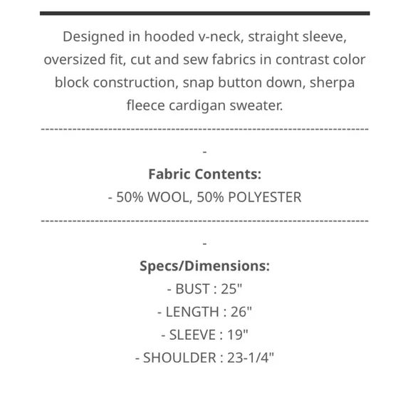 CLEARANCE $35 start 111 POL hooded Sherpa fleece jacket - Picture 6 of 6